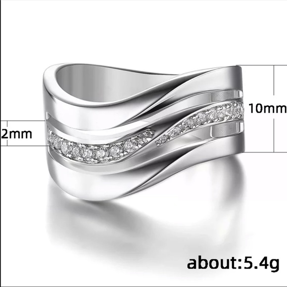New 925 Silver Simple Personality Diamond Ring - Picture 6 of 6